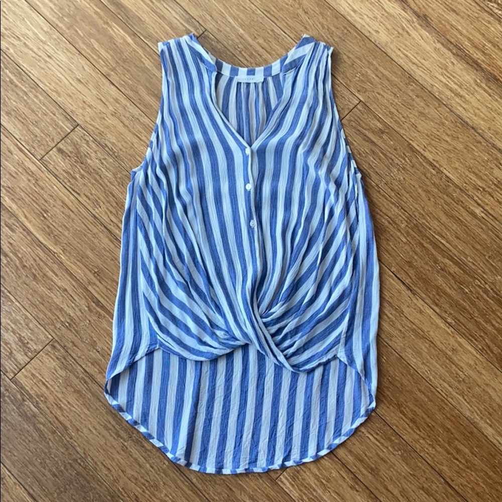 LUSH Blue and White Sleeveless Top